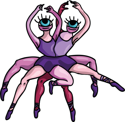illustratie monster dat ballet danst